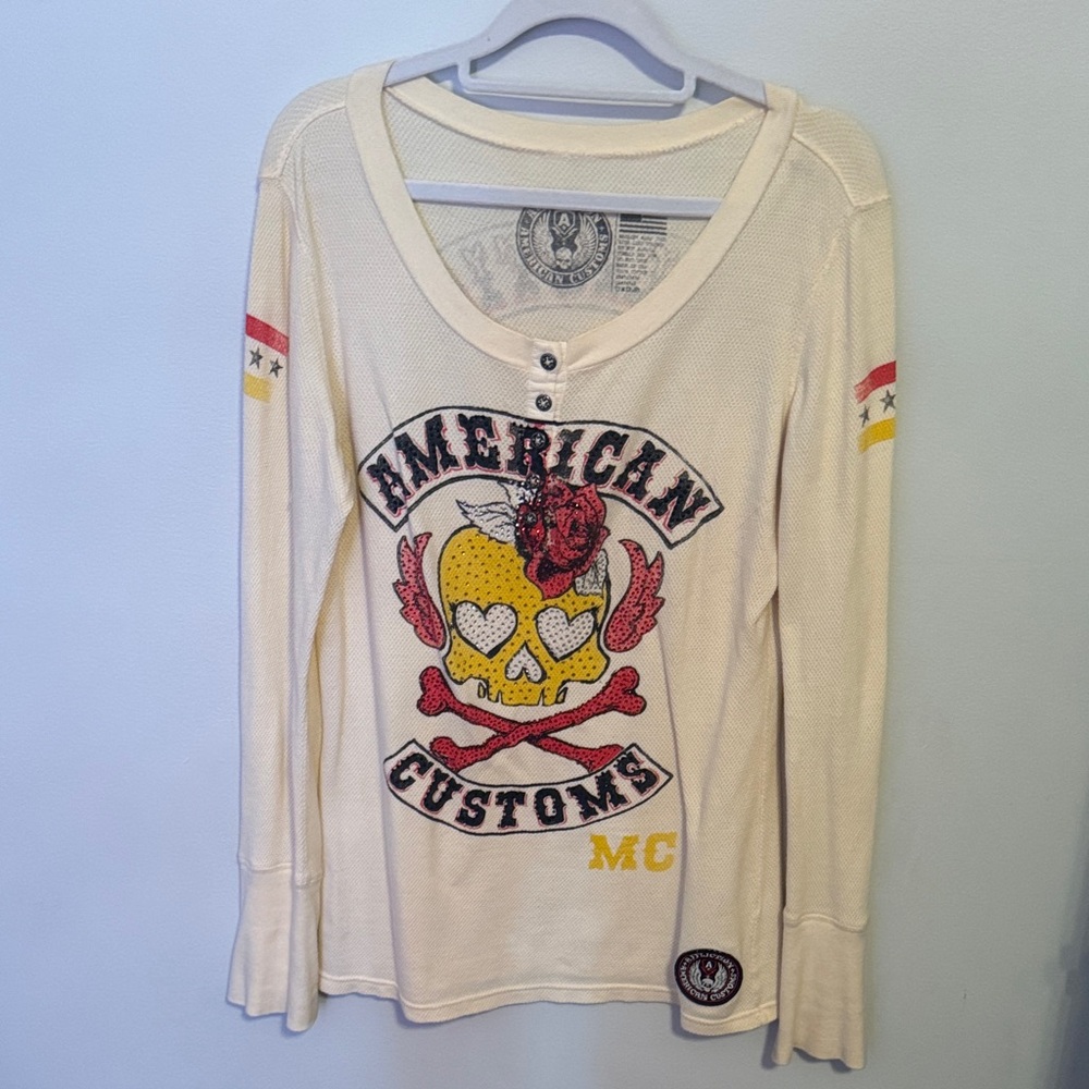 Affliction Cream Graphic Long Sleeve Shirt